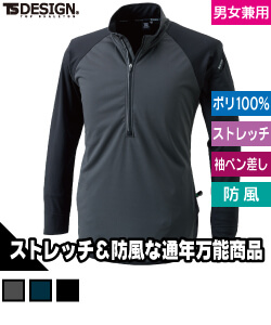 ラミネート　ロングスリーブジップシャツ